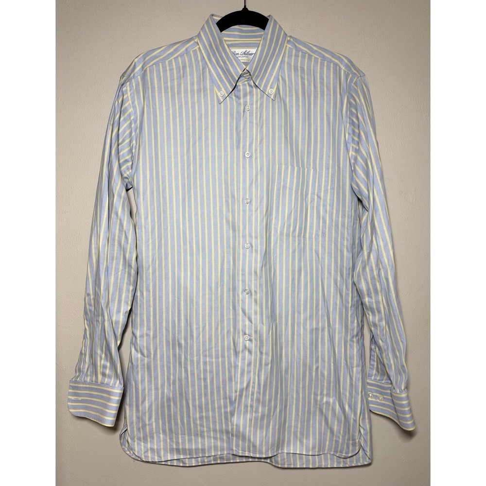 Ben Silver Charleston Striped Button Down Dress Shirt Men's 15.75-34 Long Sleeve